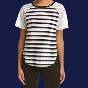 Derek Lam 10c athleta sheer striped shirt size XS blk/wht